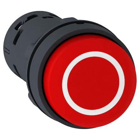 Schneider Electric XB7NL4532 - Push button, Harmony XB7, round red projecting, 22mm, spring return, 1 NO + 1 NC, white marked O