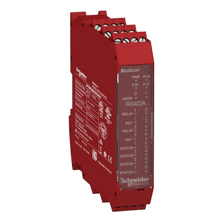 Schneider Electric XPSMCMRO0004DA - Expansion module, Modicon MCM, 4 safety relay outputs, with diagnostic outout, with backplane connection, screw