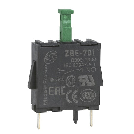 Schneider Electric ZBE701 - Single contact block, Harmony XB4, silver alloy, pins for printed circuit board, 1 NO