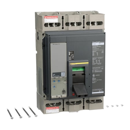 Square D PGL36080CU31A - Molded Case Circuit Breaker, POWERPACT P Series, 800 A, 3 Pole, 600 V AC, 65k A at 240 V AC
