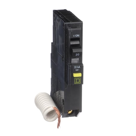Square D QO120VHGFI - Miniature Circuit Breaker, QO Series, 20 A, 1 Pole, 120 V AC, 22k A at 120 V AC, A Curve
