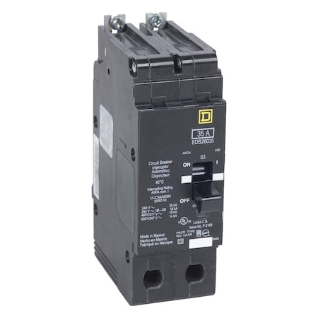 Square D EDB26050 - Miniature Circuit Breaker, E FRAME Series, 50 A, 2 Pole, 600 V AC, 25k A at 120 V AC