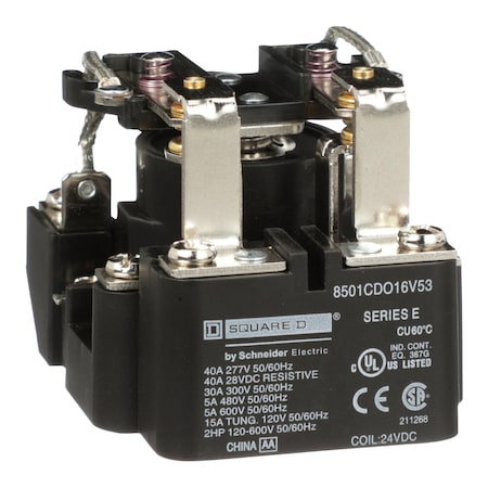 Square D 8501CDO16V53 - Panel Mount, Power Relay, 30 A, Screw
