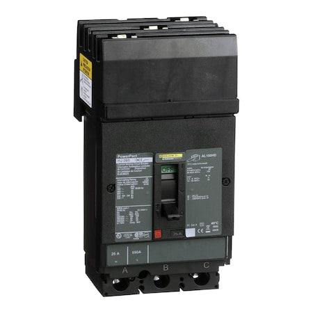 Square D HJA36025 - Molded Case Circuit Breaker, POWERPACT H Series, 25 A, 3 Pole, 600 V AC, 100k A at 240 VAC