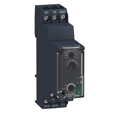 Schneider Electric RE22R2CMR - Single function relay, Harmony Timer Relays, 8 A, 2 CO, 0.05s.300h, off delay, 24.240 V AC DC