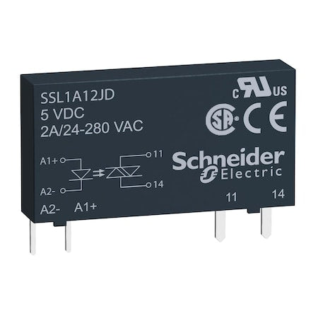 Schneider Electric SSL1A12BD - Plug in relay, Harmony Solid State Relays, 2 A, zero voltage switching, input 15 to 30 V DC, output 24 to 280 V AC