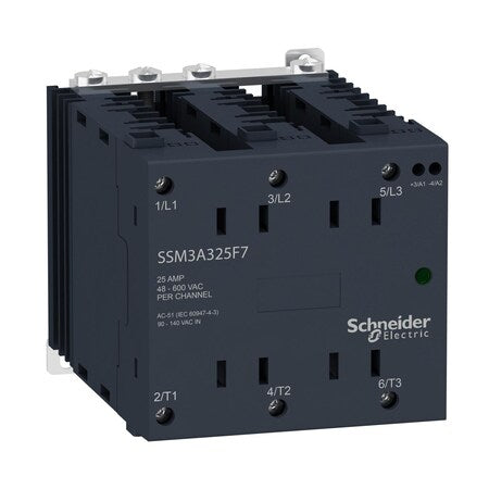 Schneider Electric SSM3A325P7 - Solid State Relay, 3 Phase, Screw, symmetrical DIN rail
