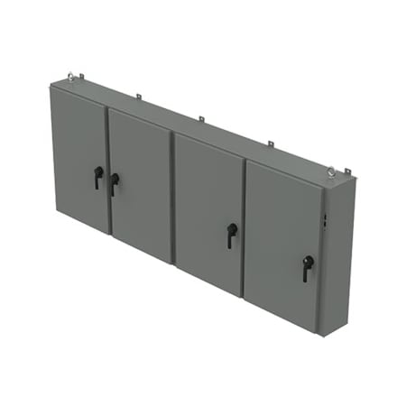 Nvent Hoffman A60X4E15712 - 3 Point Latch with Padlocking Electrical Enclosures, 60 in H, 12 in D, 156-1/2 in W, 12, Steel