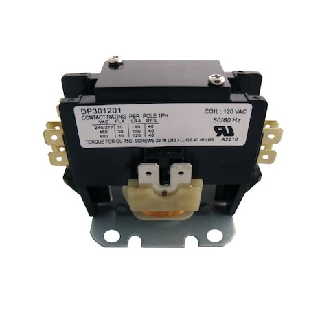 Supco DP301201 - Contactor,30 A,120 V,1.5 Pole