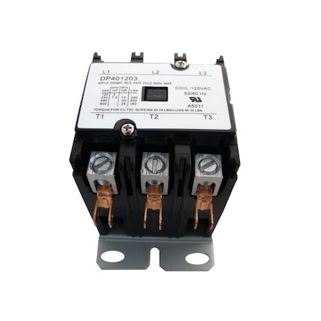 Supco DP401203 - Contactor,40 A,120 V,3 Pole