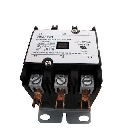Supco DP40243 - Contactor,40 A,24 V,3 Pole