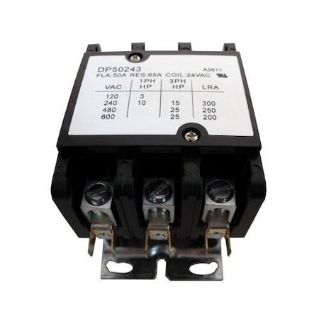 Supco DP50243 - Contactor,50 A,24 V,3 Pole