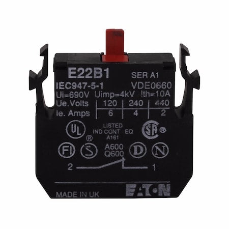 Eaton Cutler-Hammer E22B1 - Contact Block,1 Nc Contact