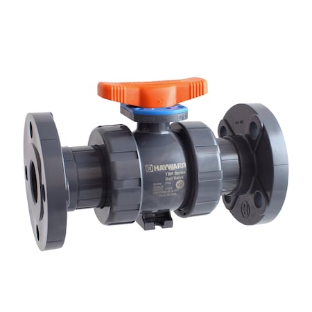 Hayward Flow Control TBH1200A0FV0000 - Ball Valve, True Union, 2", PVC/FPM, Full Port, Flanged