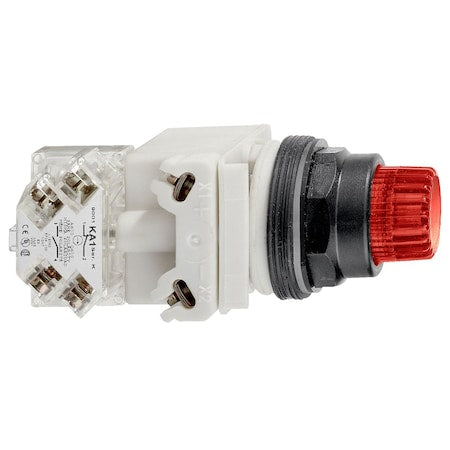 Schneider Electric 9001SK2L38LRR - Illuminated push-button head, Harmony 9001 SK, plastic, projecting, red, 30mm, spring return, LED red, 120 V
