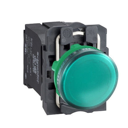 Schneider Electric XB5AV33 - Pilot light, Harmony XB5, XB4, green complete 22 mm plain lens with BA9s bulb 110.120 V