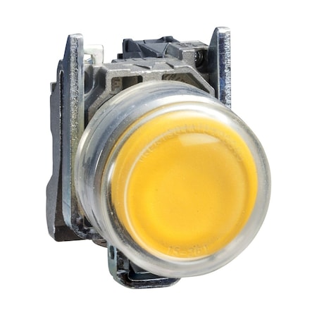 Schneider Electric XB4BP51 - Push button, Harmony XB4, metal, projecting, yellow, 22mm, spring return, booted, unmarked, 1 NO