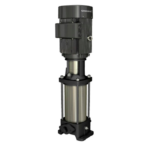 Grundfos CR 10-10 vertical multistage centrifugal pump complete assembly with heavy-duty 3-phase motor and inline cast iron base