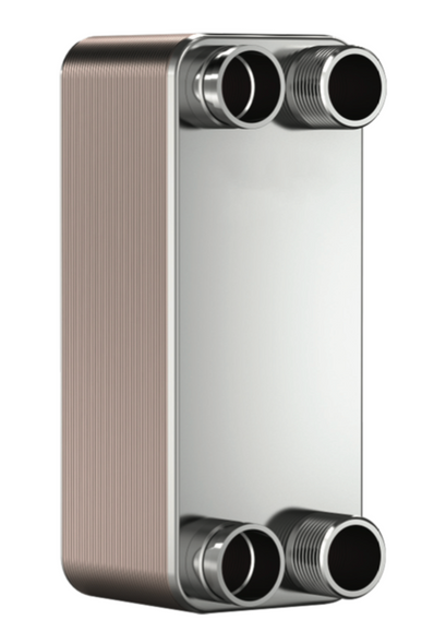 Taco TB Stainless Steel Brazed Plate Heat Exchanger for domestic hot water and hydronic loop system separation.