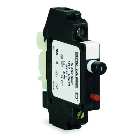 Square D 9080GCB10 - Thermal Magnetic Circuit Protector, NEMA TERMINAL BLOCKS Series, 1 A, 1 Pole, 250 V AC