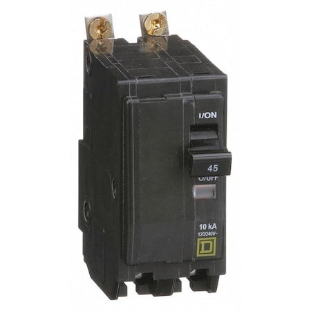 Square D QOB245 - Miniature Circuit Breaker, QO Series, 45 A, 2 Pole, 120/240 V AC, 10k A at 120/240 V AC
