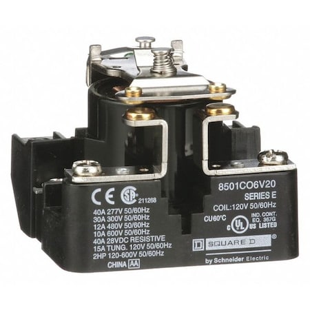 Schneider Electric 8501CO6V20 - Through Panel, Open Power Relay, Square, 30 A, 4 Pins, Screw