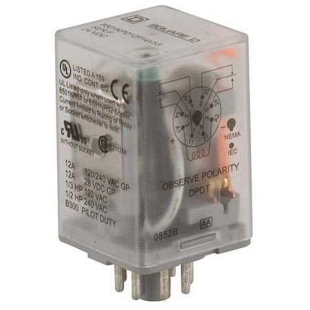 Schneider Electric 8501KPDR12P14V53 - Plug-In, General Purpose Relay, Octal, 10 A, 8 Pins, Pin