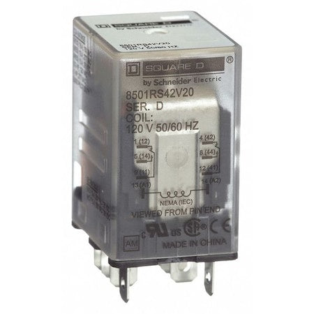 Schneider Electric 8501RS42V20 - Socket, General Purpose Relay, Square, 15 A, 8 Pins, Quick Connect