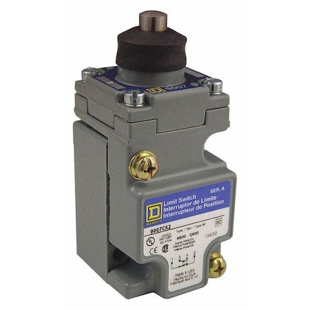 Telemecanique Sensors 9007C52E - Heavy Duty Limit Switch, Plunger, 1 NC/1 NO, 10 A at 600 V AC, Actuator Location: Top