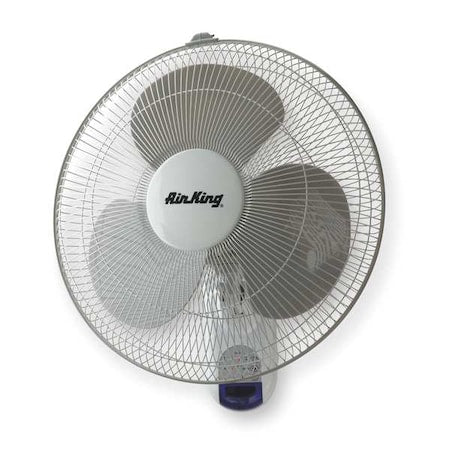 Air King 9046 - 16" Blade Dia Wall Mount Fan, Oscillating, 3 Speeds, 120 VAC, Remote Control