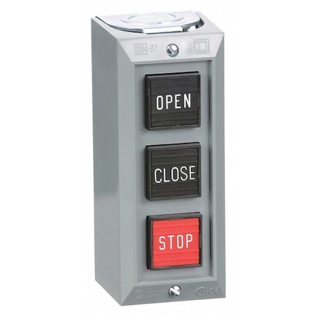 Square D 9001BG303 - Control Station,Feed-Thru,3 Buttons,Blk/Rd