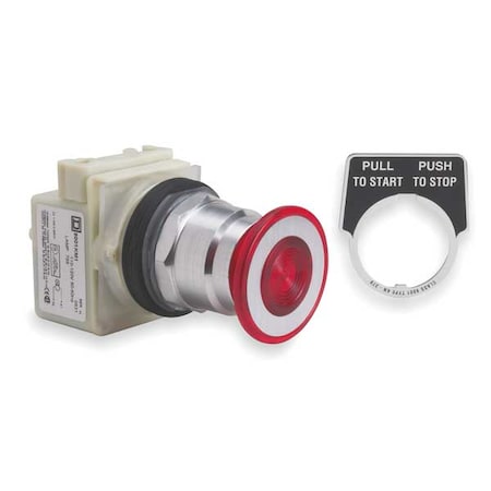 Schneider Electric 9001KR8P1R - Illuminated Push Button Operator, 30 mm, Red