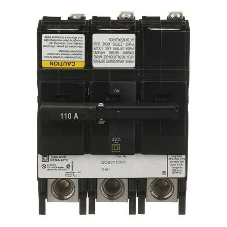 Square D QOB3110VH - Miniature Circuit Breaker, QO Series, 110 A, 3 Pole, 120/240 V AC, 22k A at 120/240 V AC