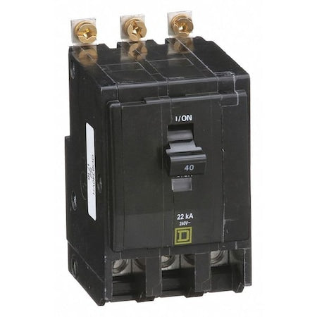 Square D QOB340VH - Miniature Circuit Breaker, QO Series, 40 A, 3 Pole, 120/240 V AC, 22k A at 120/240 V AC