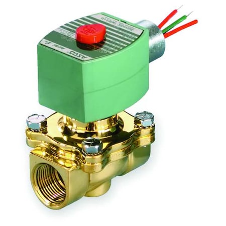 Asco 8030G003 - Solenoid Valve, 2-Way, 2-Position, Normally Closed, 3/4 in Pipe Size, 120 V AC, High Flow, Brass