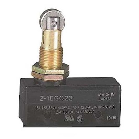 Omron Z-15GQ22 - Snap Action Switch, Panel Mount, Plunger, Roller Actuator, SPDT, 15 A at 480 V AC Contact Rating