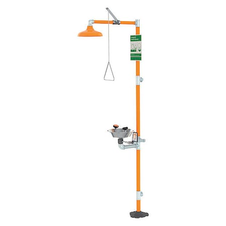 Guardian Equipment G1950 - Floor-Mount Shower with Eyewash, Covered Spray Heads, 16 in W