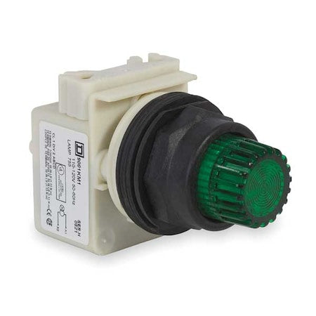Schneider Electric 9001SK2L1G - Illuminated Push Button Operator, 30 mm, Green