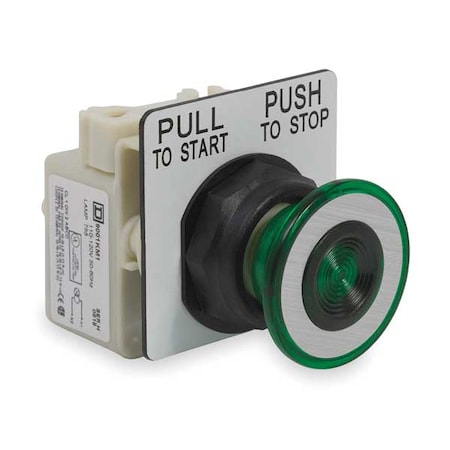 Schneider Electric 9001SKR9P1G - Illuminated Push Button Operator, 30 mm, Green