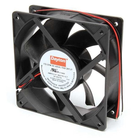 Dayton 2RTJ7 - Axial Fan, Square, 24 V DC, - Phase, PBT Plastic, 4 11/16 in W.