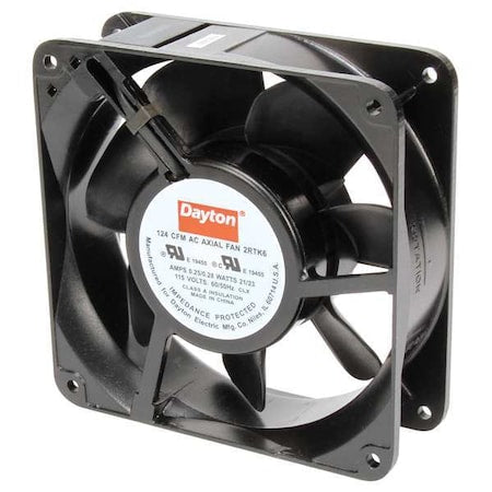 Dayton 2RTK6 - 4-11/16 in H x 4-11/16 in W Square Axial Fan, 1-1/2 in D, 124 CFM, 115 V AC, IP20