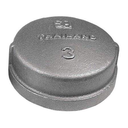 2WU80 - Cap Cap, 3" Pipe, FNPT, Malleable Iron, 150