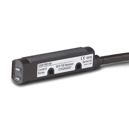 Eaton 12102A6513 - Through-Beam Photoelectric Sensor Receiver, Bare Wire, Right Angle, Cylindrical, Selectable Light On/Dark On, NPN