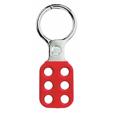 Master Lock 417 - Lockout Hasp, Red, Aluminum, 6 Max. No. of Padlocks, 3/8 in Max. Shackle Dia.