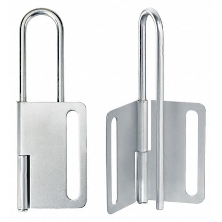 7604 - Lockout Hasp, Silver, Steel, 8 Max. No. of Padlocks, 9/32 in Max. Shackle Dia., 1 in Jaw Clearance