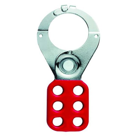 American Lock ALO802 - Lockout Hasp, Red, Steel, 6 Max. No. of Padlocks, 3/8 in Max. Shackle Dia., 1 1/2 in Jaw Clearance