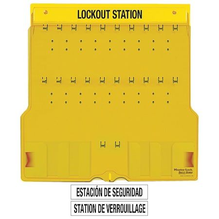 Master Lock 1484B - Lockout Station, Unfilled, Holds 20 Padlocks, 22 in x 22 in, Includes Translucent Lockable Cover