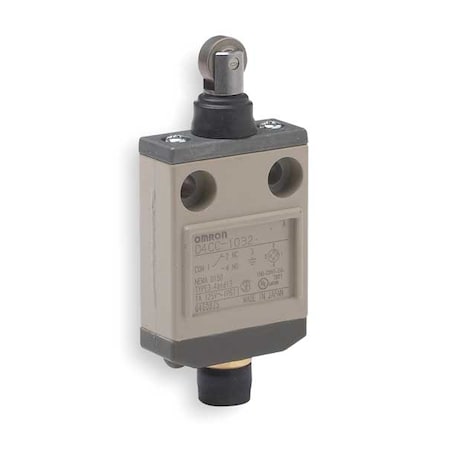 Omron D4CC1032 - Limit Switch, Plunger, Roller, SPDT, 1 A at 120 V AC, Actuator Location: Top