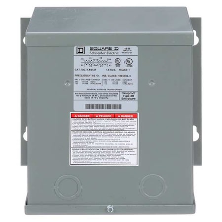 Square D 1.5S43F - Buck Boost Transformer, 1.5 k VA, NEMA 3 R, 12/24 V AC, 120/240 V AC