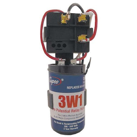 Supco 3W1 - Hard Start Kit, Potential Relay, Start Capacitor, 208 to 240, Single, 1 to 3